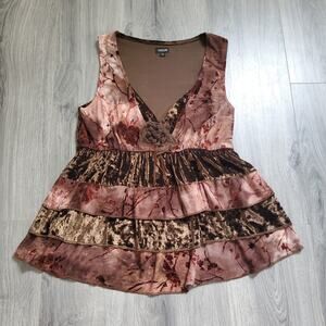 Y2K Whimsigoth Fairycore Witch Blouse Womens Medium Velvet Floral Tiered Boho